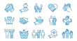 Charity line icon set. Collection of community, trust, care, solidarity and more. Editable stroke.
