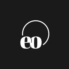 EO logo initials monogram with circular lines, minimalist and clean logo design, simple but classy style