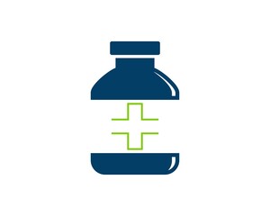 Sticker - Simple medical capsule bottle with healthy cross symbol inside