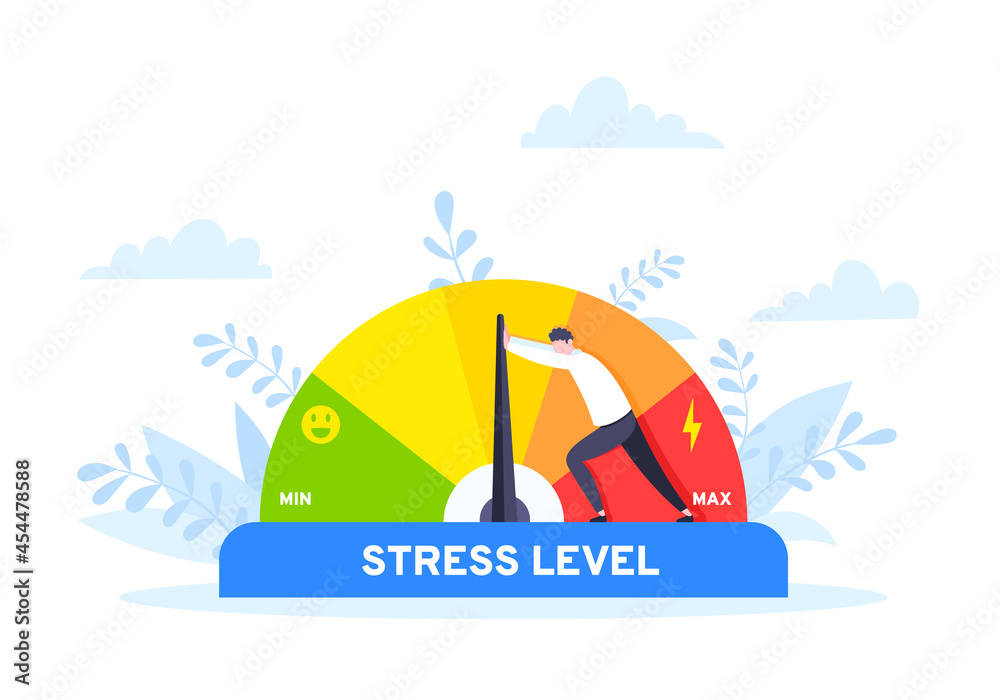 Vetor Reduce stress level flat style design concept vector illustration ...