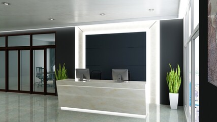 luxury office front desk or receptionist room