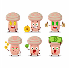 Poster - Coral milky cap cartoon character with cute emoticon bring money