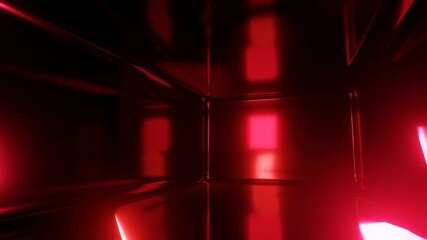 Poster - Red glowing neon lights in abstract motion background. Seamless looping. Video animation Ultra HD 4K 3840x2160