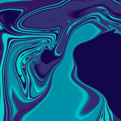Poster - Abstract wavy vibrant facture. Splashed liquid paints. Psychedelic trippy effect. Distortion. Creative graphic design. Colorful artistic illustration. Digital art. Cover for music album. 