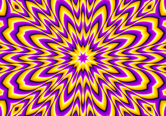Wall Mural - yellow card with flower. optical expansion illusion.