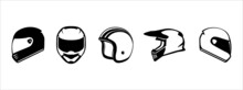 Motorcycle Helmet Vector Icon Set. Racing Team Helmet Vector Illustration