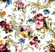 Floral baroque decoration design flowers pattern seamless