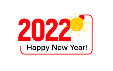 Poster - 2022 numbers illuminated by lamp light in frame, wishing happy new year, creative New Year's greeting card, vector illustration