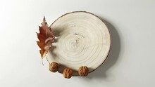 Stop Motion Animation Of Autumn Decoration And Free Space For Your Product. 