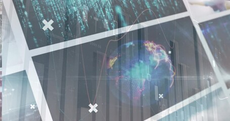 Poster - animation of statistics and data processing over screens