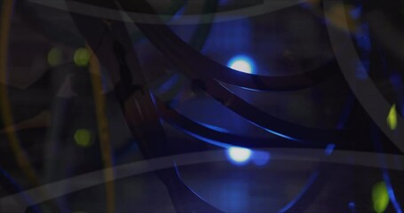 Poster - Animation of computer server lights and cables over various clips playing on composite screens