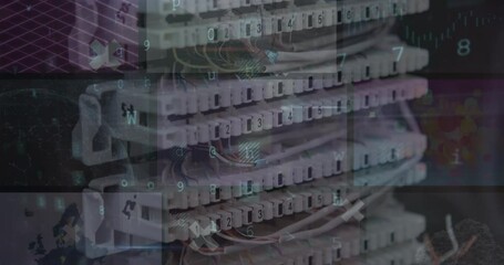 Poster - Animation of firewall warning text and server over various clips playing on composite screens