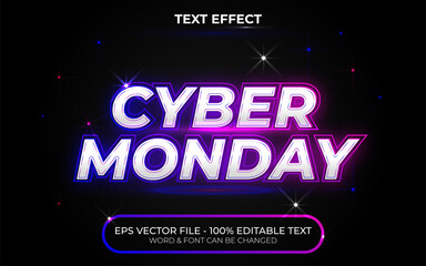 Wall Mural - Cyber monday text effect style. Editable text effect neon light style sale theme.