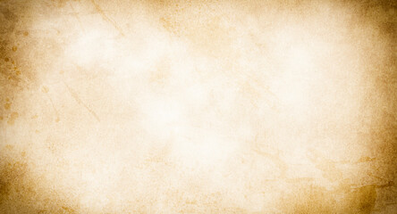 Poster - An old stained blank sheet of beige paper with a vignette