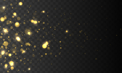Aufkleber - Festive golden luminous background with colorful lights bokeh. Christmas concept. Glow bokeh effect. The dust sparks and golden stars shine with special light. Vector illustration.