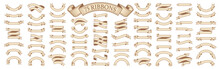  Set Of Vintage Scrolls Ribbons On White. Old Blank Banners Vector Illustration