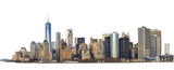 Fototapeta  - High resolution panoramic view of Lower Manhattan from the ferry - isolated on white. Clipping path included.