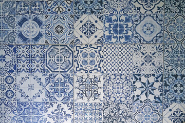 Naklejka na meble Close up colorful Moroccan wall tiles and floor texture
