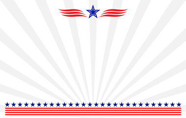 Wall Mural - American abstract flag patriotic border frame with rays background with an empty space for text.	
