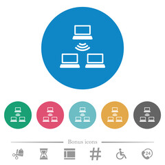 Poster - Wireless network flat round icons