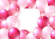 Elegant girlish red rose pink ballon Happy Birthday celebration card banner template background