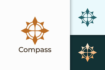 Wall Mural - Compass logo in modern and luxury style with gold color