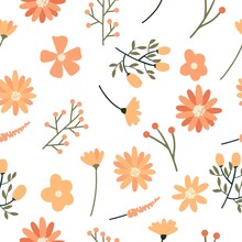 Fresh Orange Flower Seamless Pattern