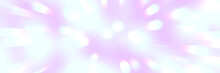 Colorful Abstract Background Of Spin Bokeh Circle Radial Holographic Iridescent Motion Blur. Pastel Blue Violet Pink Explosion Movement Striped Panoramic Background