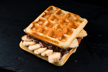 Poster - The original Belgian waffles with bananas, nuts and chocolate