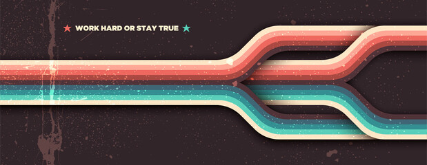 Poster - Abstract grungy background design in retro style with colorful lines. Vector illustration.