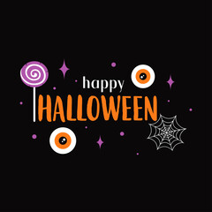 Wall Mural - halloween card with lollipop and eyes on black