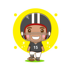 Wall Mural - Cute American football player chibi character illustration