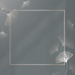 Poster - Gold frame with ginkgo leaf pattern vector