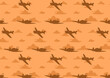 Aircraft Fighter Vintage Siluet Pattern Brown Background
