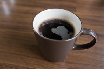 hot coffee cup on table at morning, relax time, latte coffee