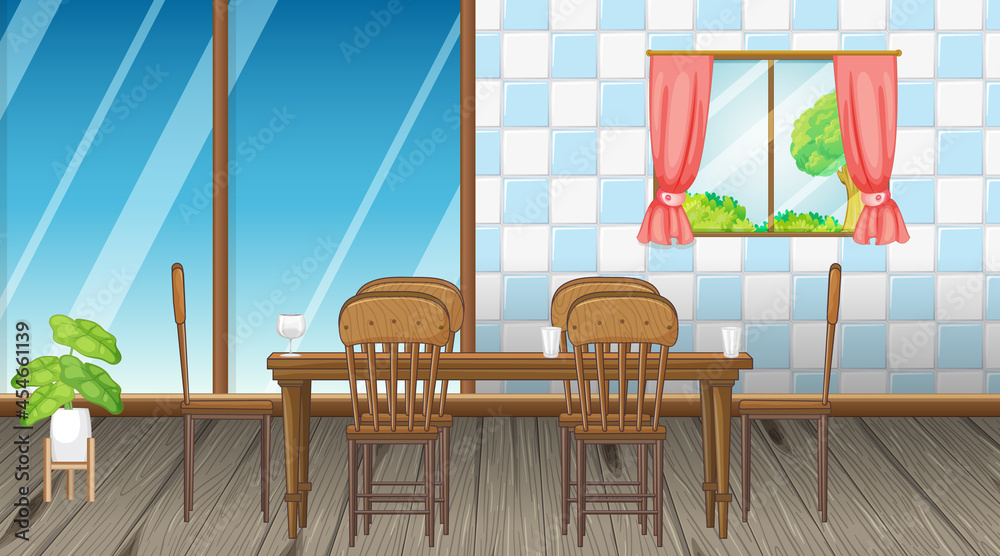 Dining room interior design with furniture Stock Vector | Adobe Stock