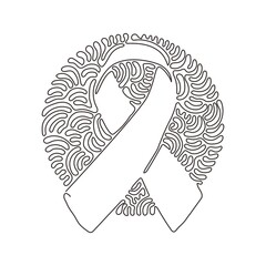 Poster - single one line drawing awareness ribbon. breast cancer aids ribbon. support and solidarity concept.