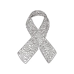 Poster - continuous one line drawing awareness ribbon. breast cancer aids ribbon. support and solidarity conc