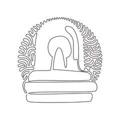 Poster - Single continuous line drawing emergency siren icon. Fire warning sign, police alarm, ambulance alarm, Medical alert. Swirl curl circle background style. Dynamic one line draw graphic design vector