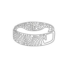 Poster - continuous one line drawing ice hockey puck closeup. ice hockey season concept, close up. hockey puc