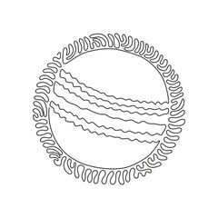Poster - single continuous line drawing cricket ball leather hard circle stitch close-up. sports equipment. s