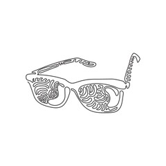 Poster - Single continuous line drawing Black Eyeglasses. Modern fashionable spectacles. Hipster glasses. Black fashion reading glasses. Swirl curl style. One line draw graphic design vector illustration
