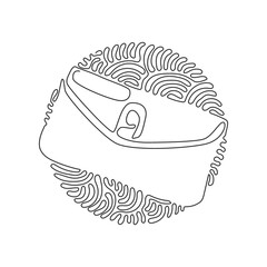 Poster - Single one line drawing woman wallet. Wallet, money purse, money pocket. Women's things element. Swirl curl circle background style. Modern continuous line draw design graphic vector illustration