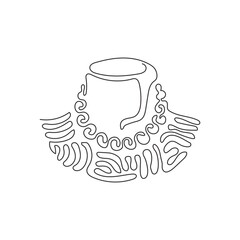 Poster - Single one line drawing pearl necklace on mannequin stand. Pendant with gemstones pearls on black mannequin. Swirl curl style concept. Modern continuous line draw design graphic vector illustration