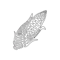 Poster - Single continuous line drawing husked cobs of sweet corn. Fresh vegetable with high sugar content. Immature harvested. Swirl curl style. Dynamic one line draw graphic design vector illustration