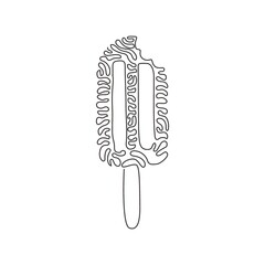Poster - Continuous one line drawing frozen popsicle have been bitten. Tasty ice cream on stick for dessert. Delicious cold summer snack. Swirl curl style. Single line draw design vector graphic illustration
