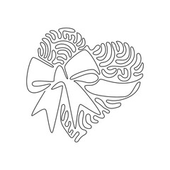 Poster - Continuous one line drawing heart with ribbon. Love emoji icon object symbol. Gradient vector illustration clip art design cartoon. Swirl curl style. Single line design vector graphic illustration
