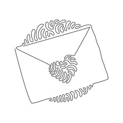 Poster - Single continuous line drawing envelope sealed with heart. Love letter or affectionate greeting card. Messages of love and happiness. Swirl curl circle background style. Dynamic one line draw graphic