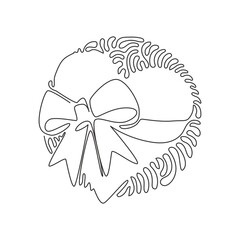 Poster - continuous one line drawing heart with ribbon. love emoji icon object symbol. gradient vector illust