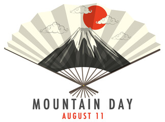 Canvas Print - Mountain Day on August 11 banner with Mount Fuji on Japanese Fan